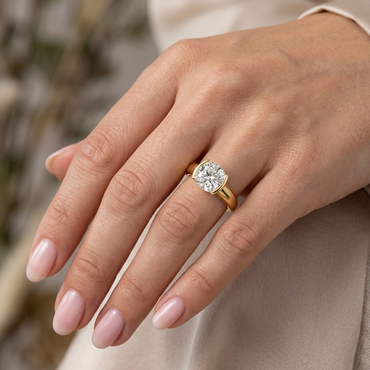 Cushion Diamond Engagement Ring In Yellow Gold Elegant