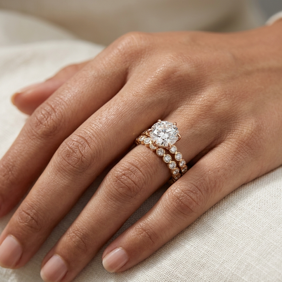 Elegant Round Eternity Proposal Ring Set In Yellow Gold