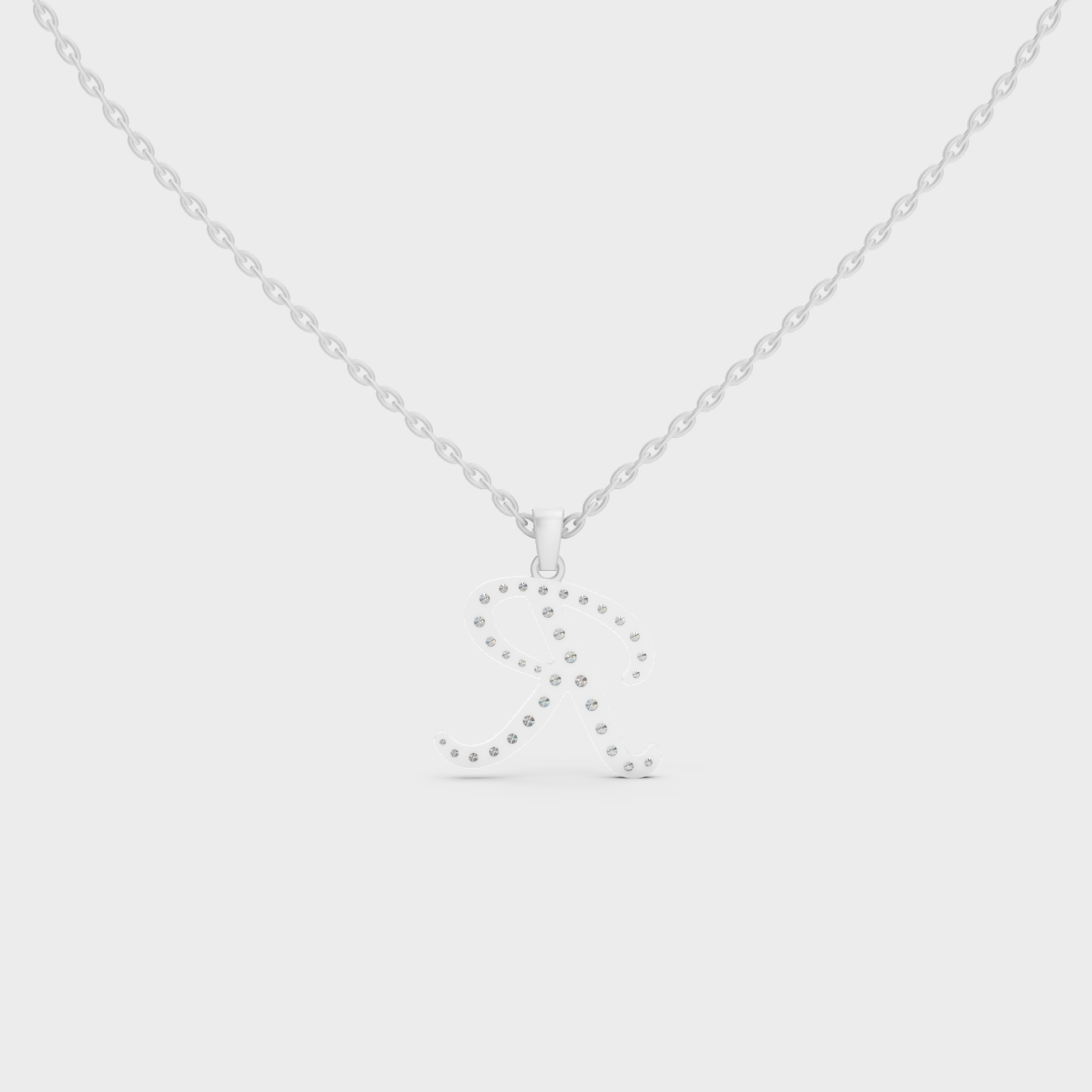 Ultra Durable Solid Platinum Letter R Initial Necklace with Premium Chain Layer