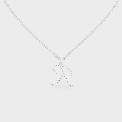 Ultra Durable Solid Platinum Letter R Initial Necklace with Premium Chain Layer