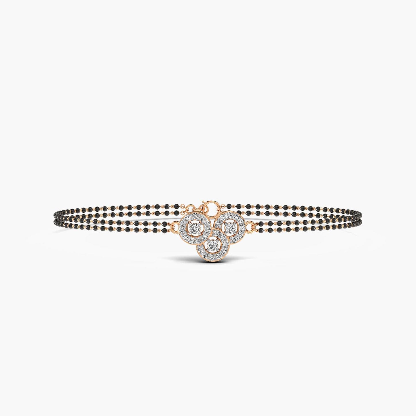Romantic rose gold Mangalsutra bracelet with round lab-grown diamonds