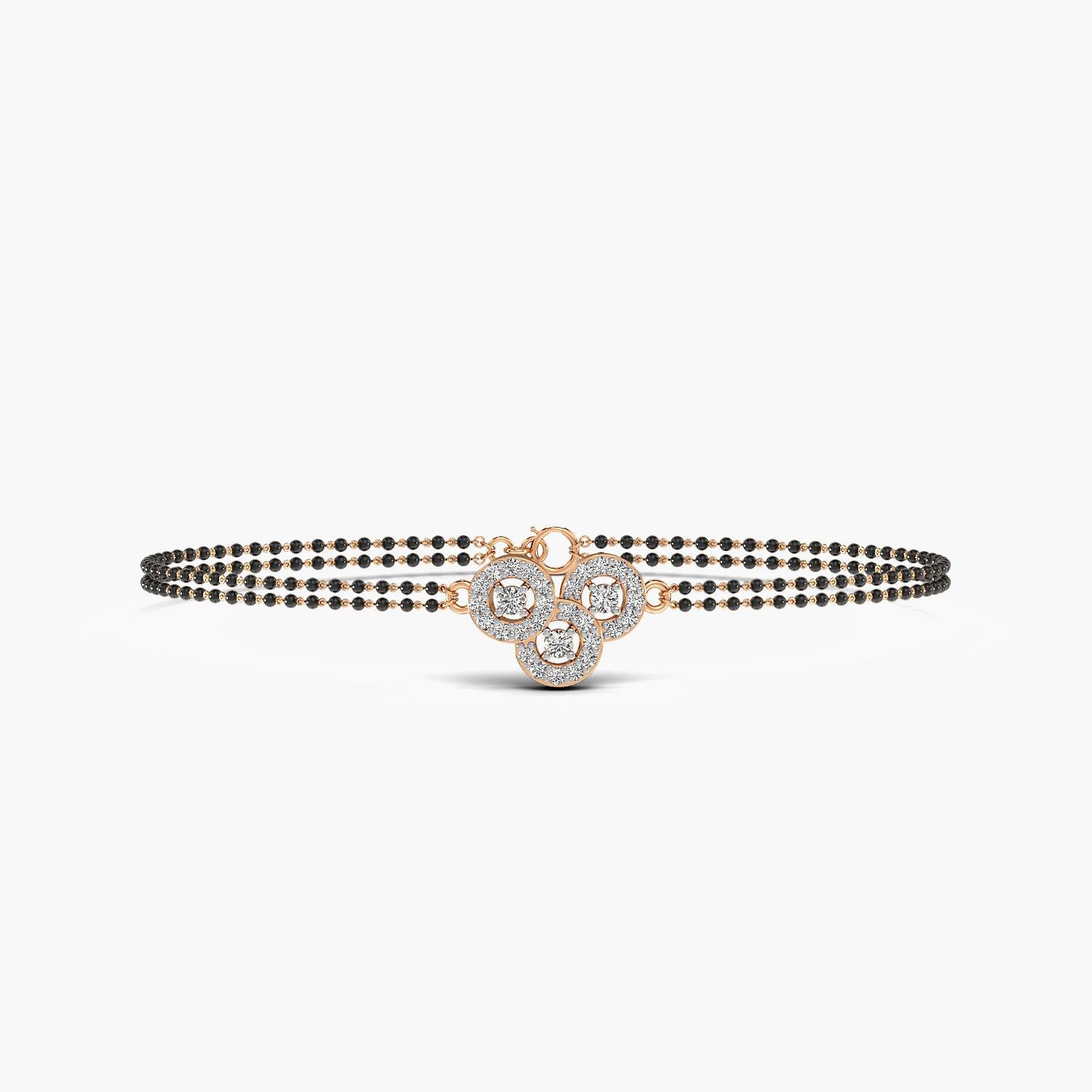 Romantic rose gold Mangalsutra bracelet with round lab-grown diamonds
