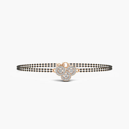 Romantic rose gold Mangalsutra bracelet with round lab-grown diamonds