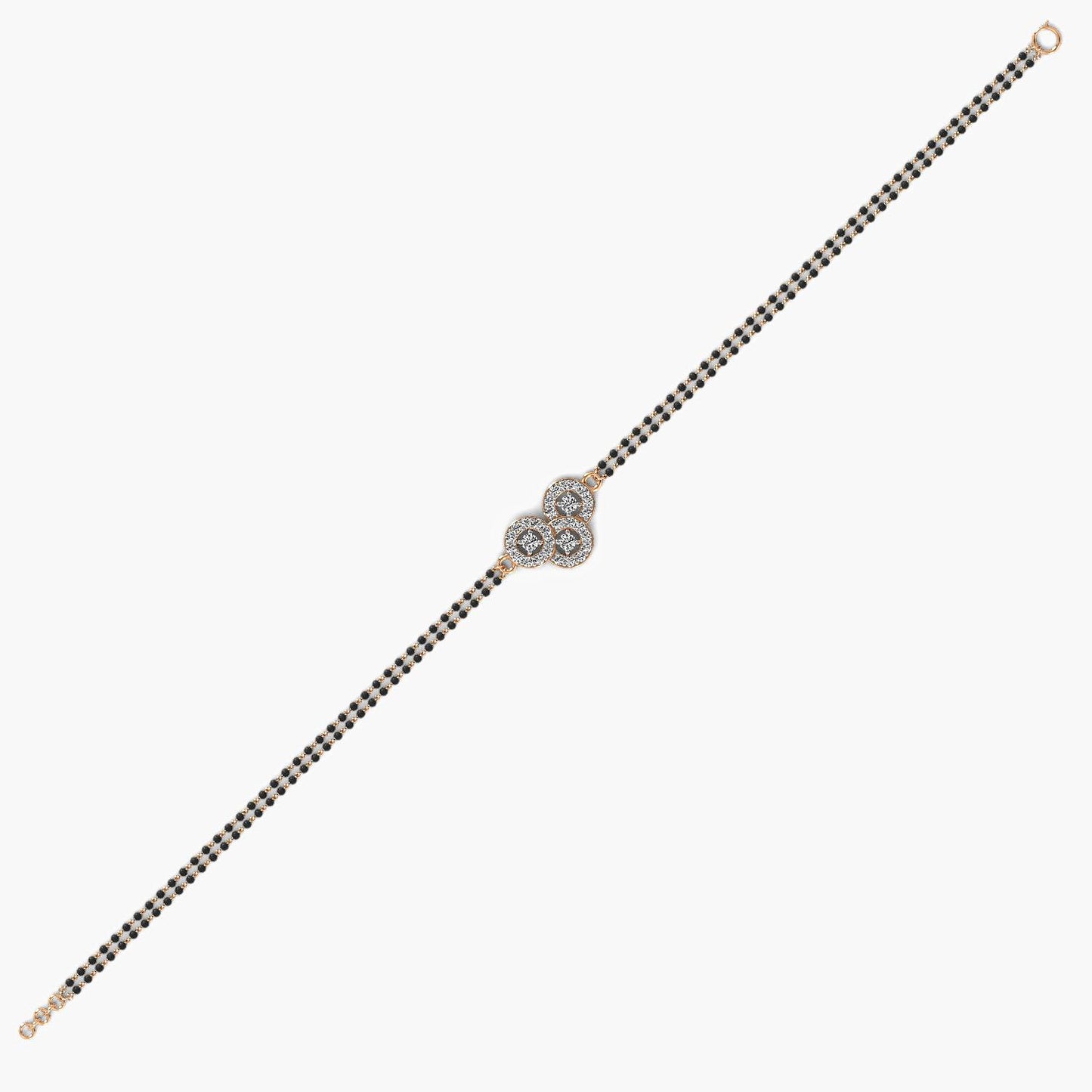 Unique rose gold Mangalsutra featuring a Gli certified round lab diamond