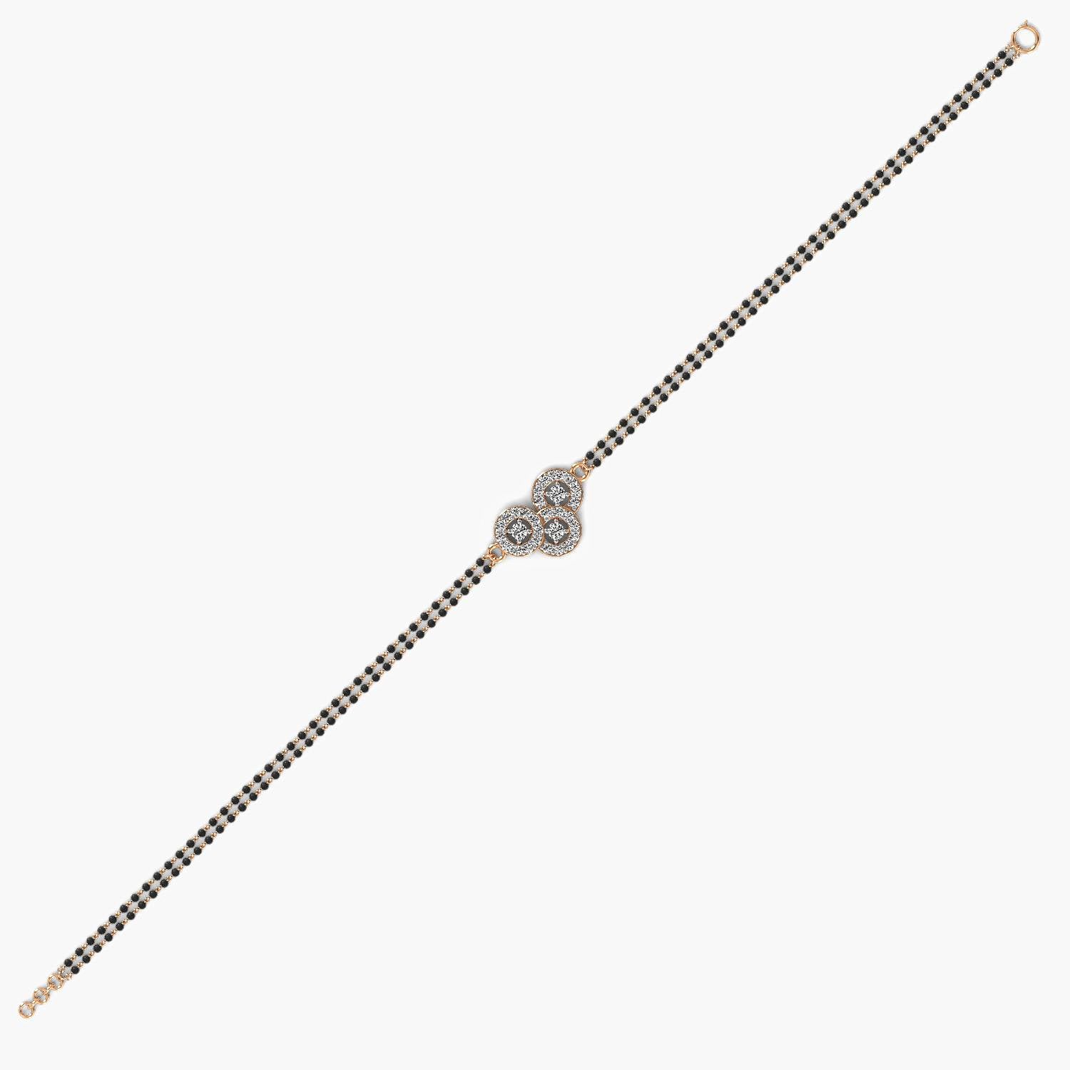 Unique rose gold Mangalsutra featuring a Gli certified round lab diamond