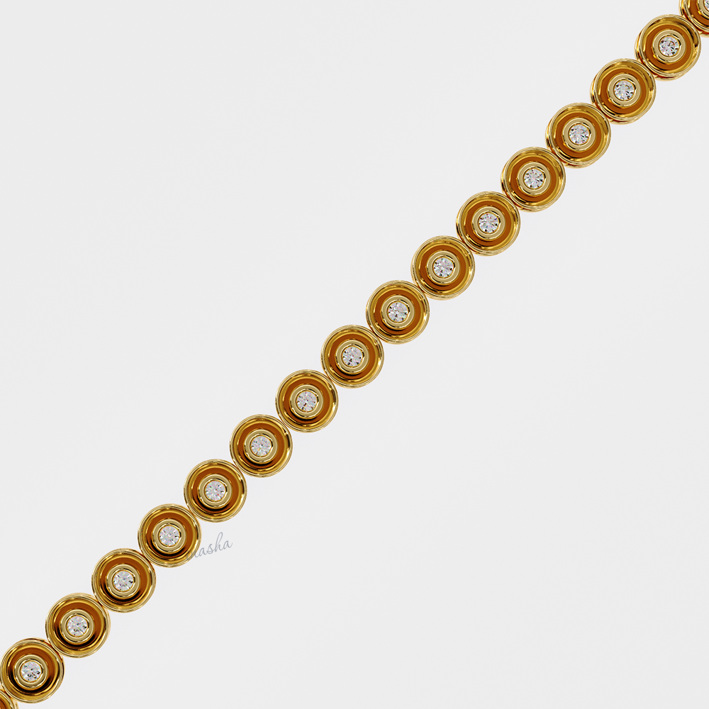 Certified Yellow Gold Tennis Bracelet with Lab-Created Diamonds