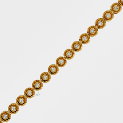 Certified Yellow Gold Tennis Bracelet with Lab-Created Diamonds