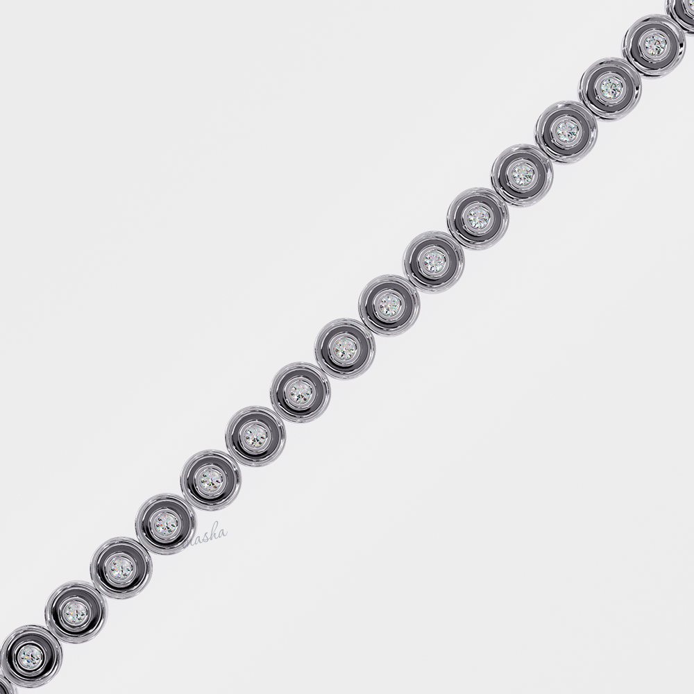 Certified White Gold Round Cut Lab Diamond Tennis Bracelet