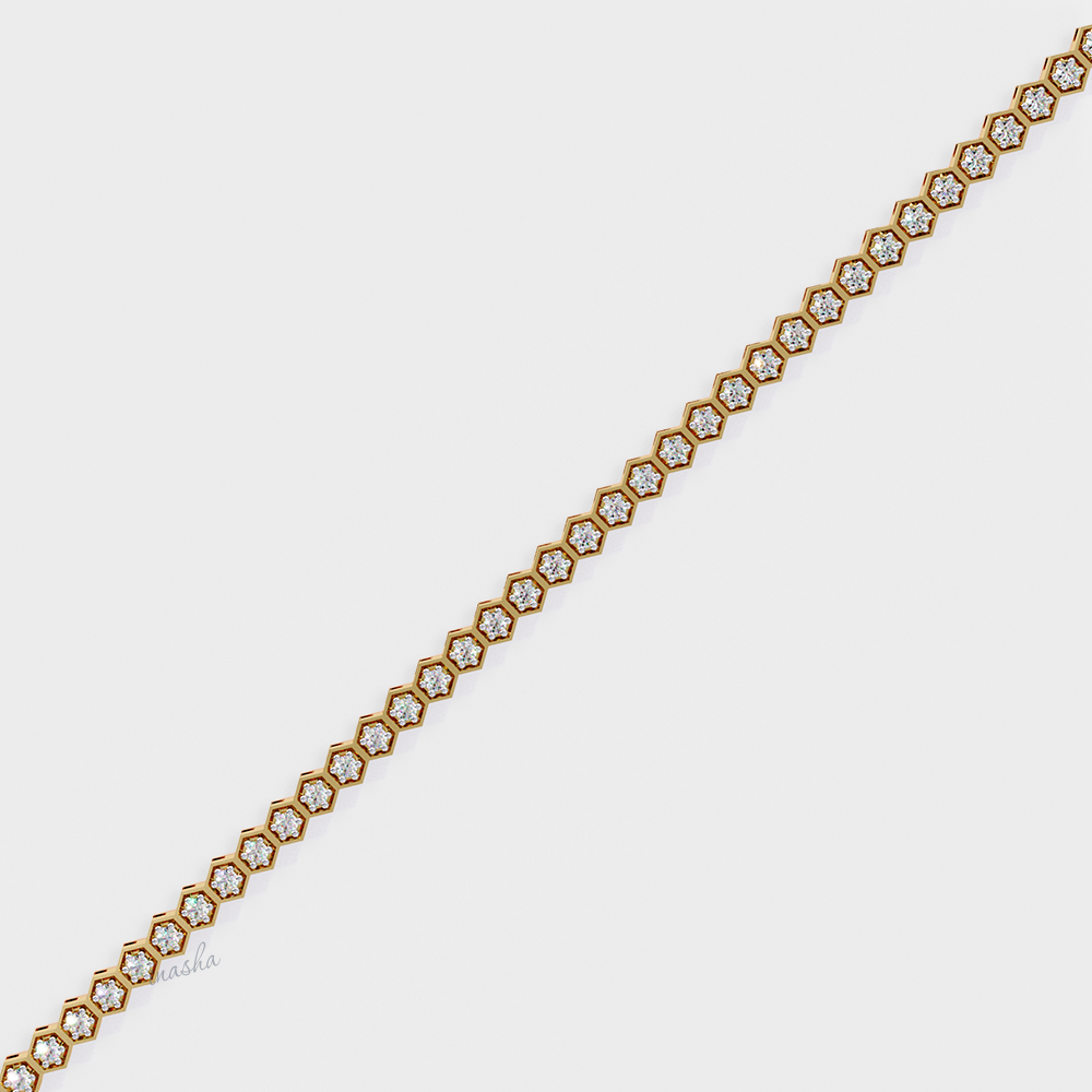 Hallmark Yellow Gold Round Cut Lab Diamond Tennis Bracelet