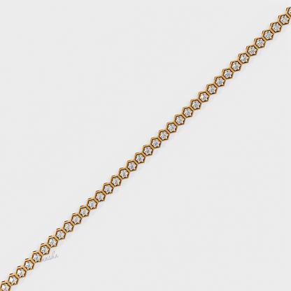 Hallmark Yellow Gold Round Cut Lab Diamond Tennis Bracelet