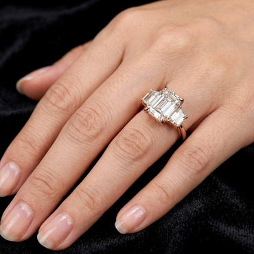Rose gold lab grown diamond three stone ring