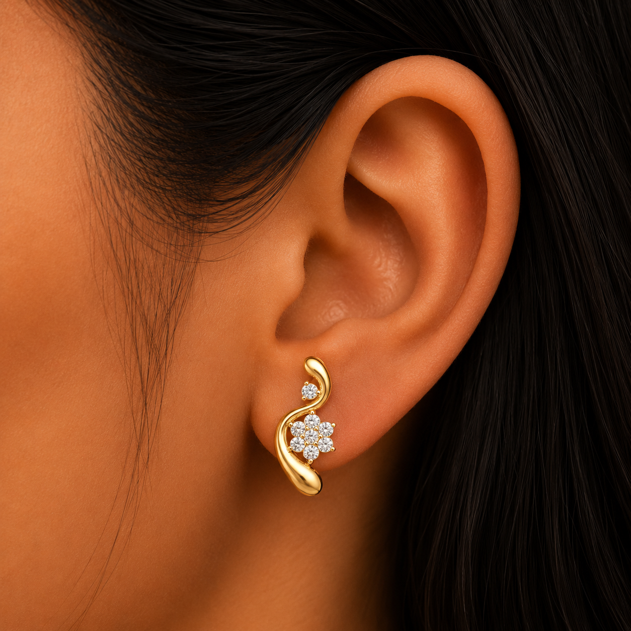Round Lab Grown Diamond Stud Earrings In 14K Yellow Gold 
