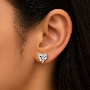Heart Cut Lab Grown Diamond Earrings In 9K Yellow Gold 
