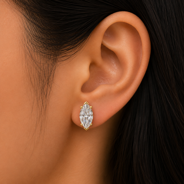 Marquise Cut Lab Grown Diamond Earrings In 9K Yellow Gold