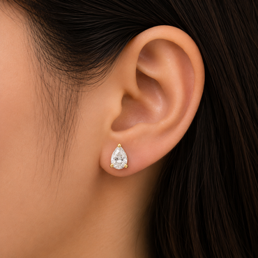  Pear Cut Lab Grown Diamond Earrings In 9K Yellow Gold 