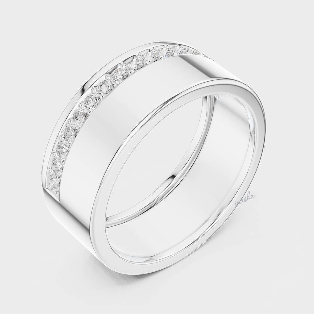 Men's ring with small diamonds in white Gold 