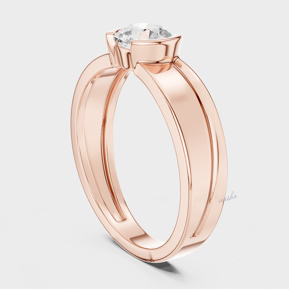 Designer IGI certified lab-grown diamond men’s ring in rose gold, round cut, premium finish