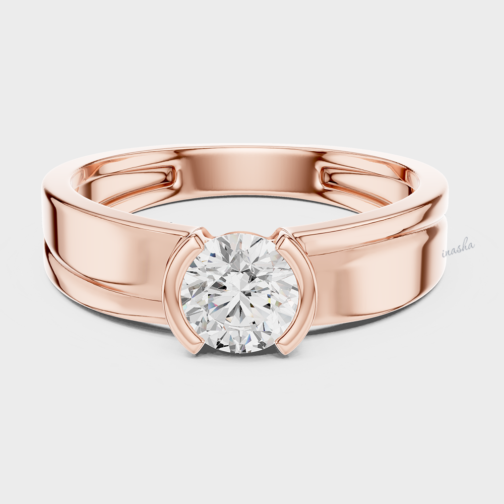 Premium IGI certified men’s lab-grown diamond ring in rose gold, round cut, luxury craftsmanship