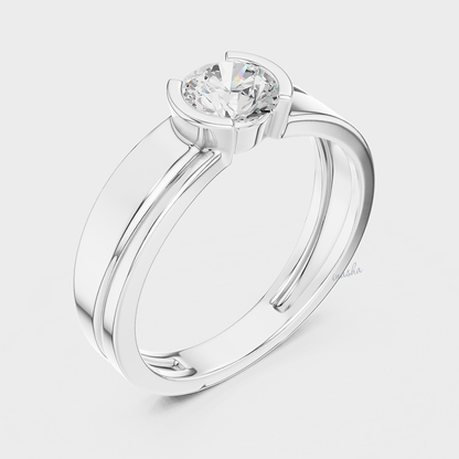 Premium IGI certified men’s lab-grown diamond ring in white gold / platinum, round cut, classic elegance