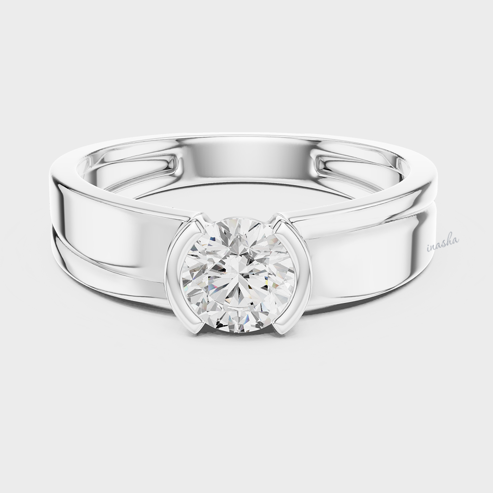 IGI certified round cut lab-grown diamond men’s ring white gold / platinum, premium hallmark fine jewellery
