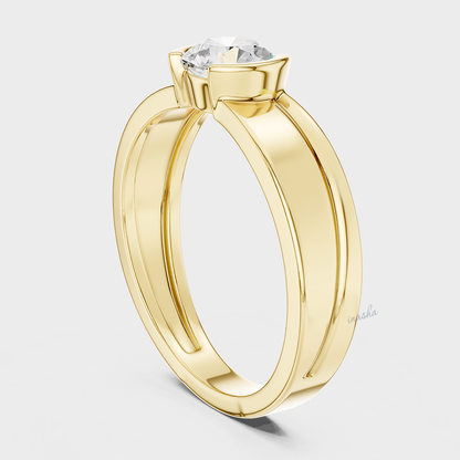 Premium IGI certified men’s lab-grown diamond ring in yellow gold, round cut, fine luxury finish