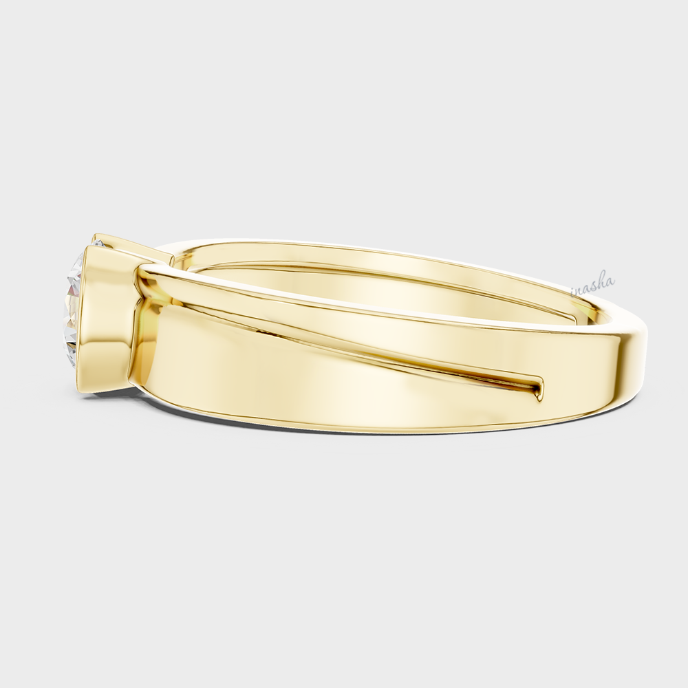 Luxury IGI certified round cut lab-grown diamond men’s ring yellow gold, hallmarked gold craftsmanship