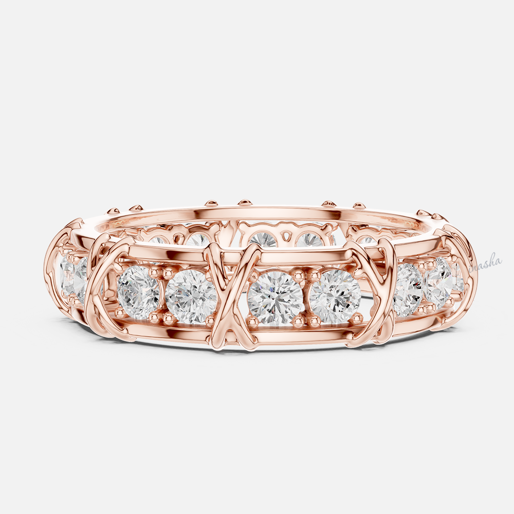 GLI certified lab grown round cut diamond men’s band in rose gold