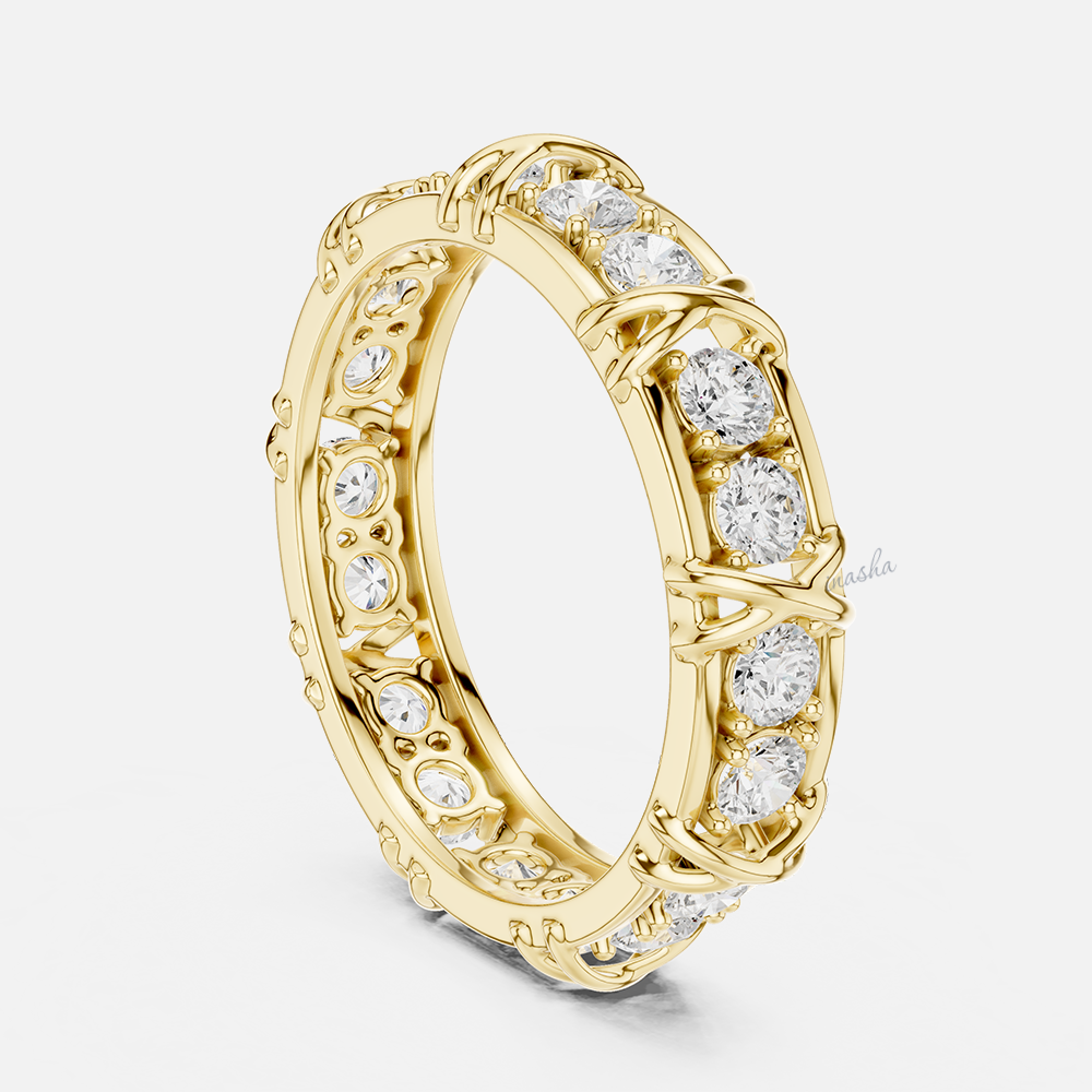 Luxury lab grown diamond men’s wedding band yellow gold