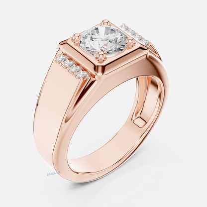 Luxury lab diamond men ring rose gold hallmark jewellery