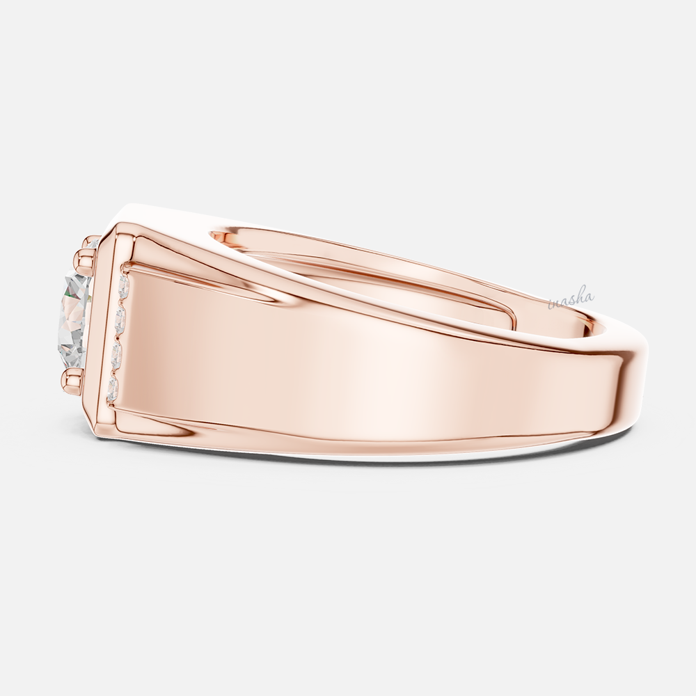 Ethical lab grown diamond men’s wedding ring in rose gold