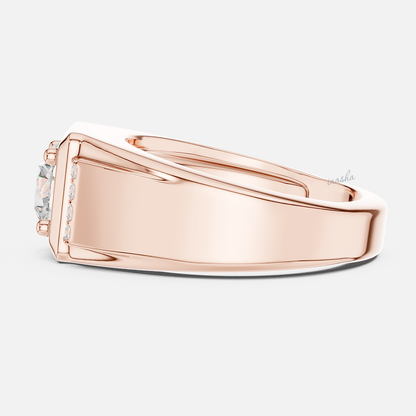 Ethical lab grown diamond men’s wedding ring in rose gold