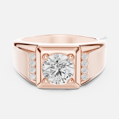 Lab grown diamond men’s ring crafted in 14k 18k rose gold