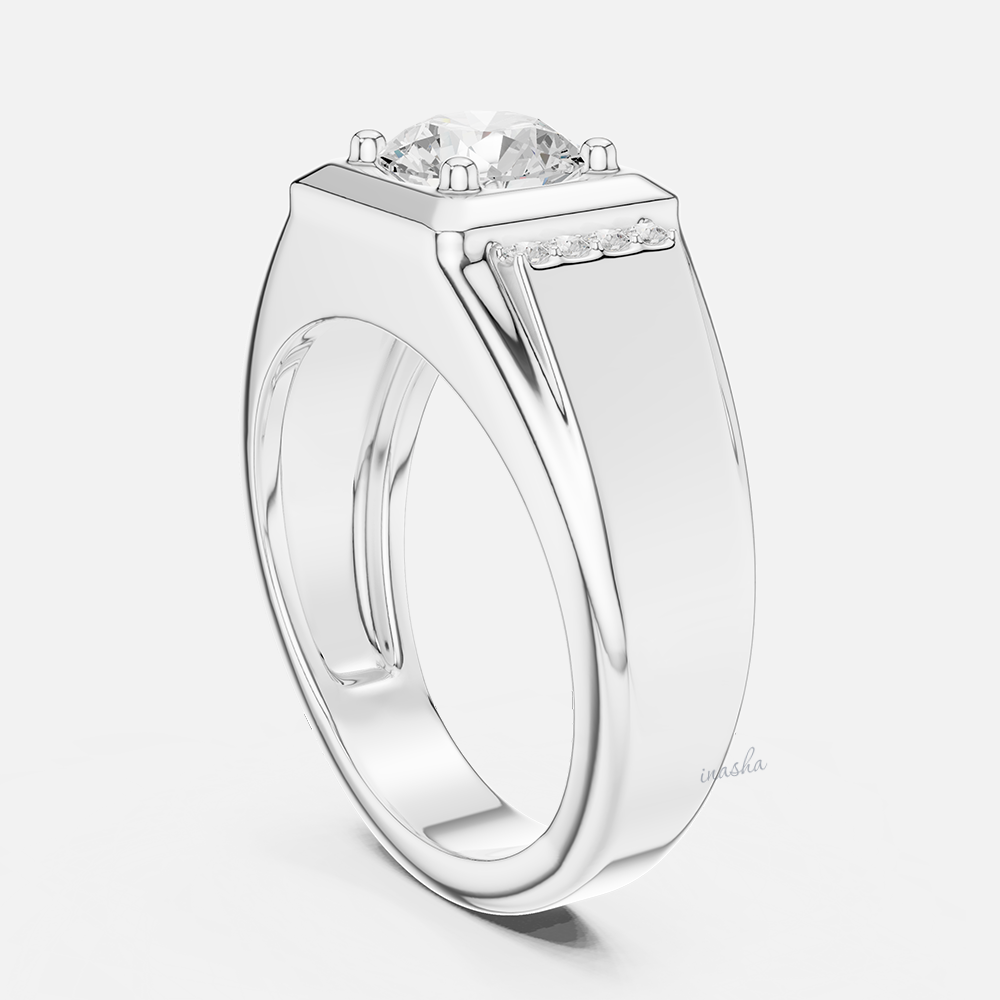 Premium round cut lab grown diamond men band in platinum