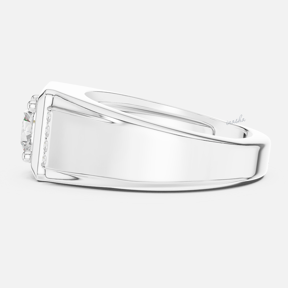 Ethical lab grown diamond men’s wedding ring in white gold