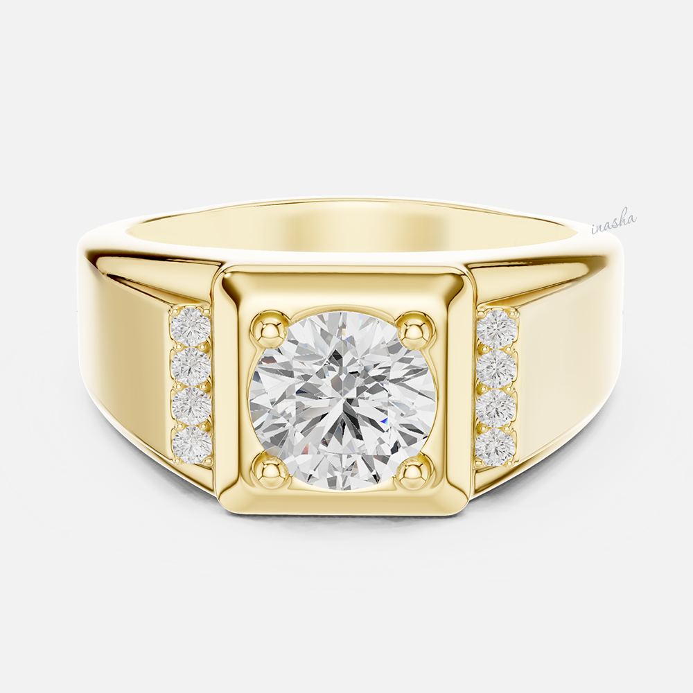 Lab grown diamond men’s ring crafted in 14k 18k yellow gold