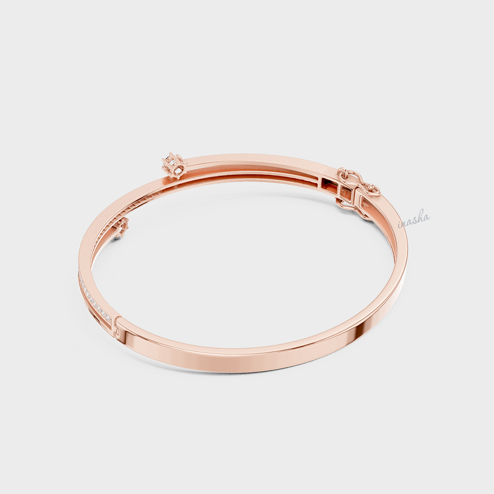 0.80 Carat Round Cut Lab Grown Diamond Kada Bracelet In