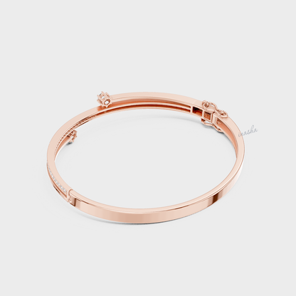 0.80 Carat Round Cut Lab Grown Diamond Kada Bracelet In