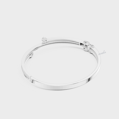 0.80 Carat Round Cut Lab Grown Diamond Kada Bracelet In