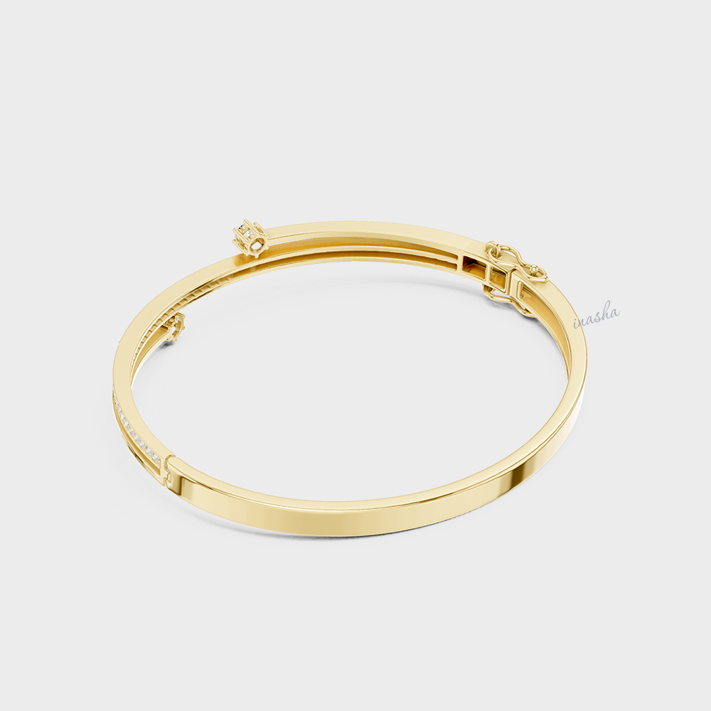 0.80 Carat Round Cut Lab Grown Diamond Kada Bracelet In