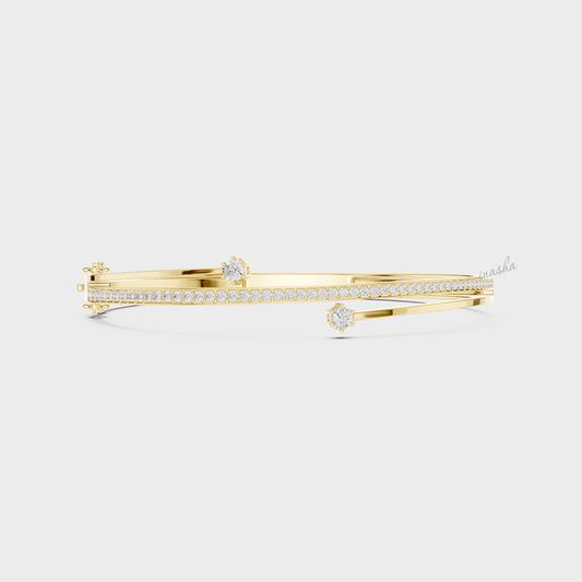 0.80 Carat Round Cut Lab Grown Diamond Kada Bracelet In