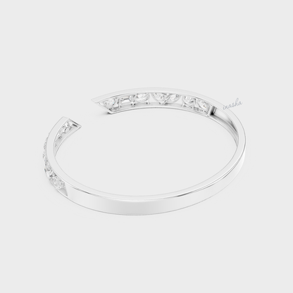 Multi-Shape Lab-Grown Diamond Kada Bracelet | 3.52 Ct | Pear, Marquise, Oval, Emerald | Hallmark Gold