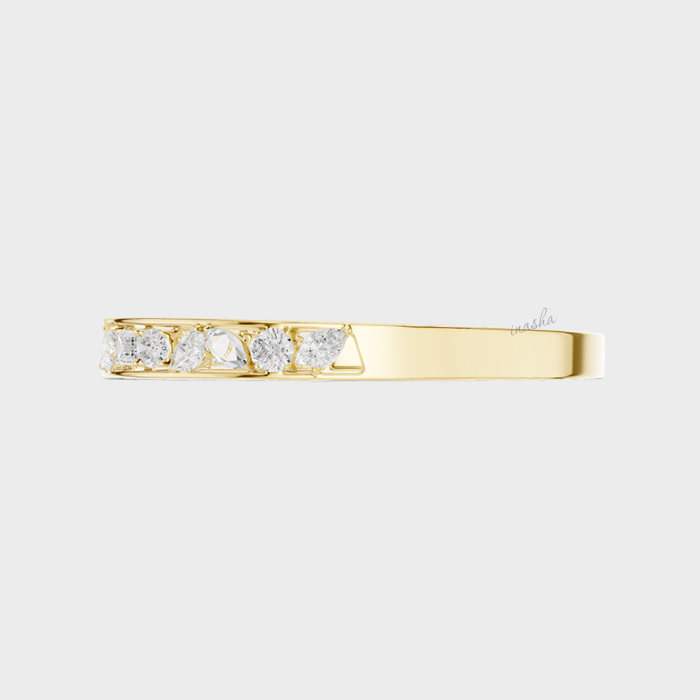 Multi-Shape Lab-Grown Diamond Kada Bracelet | 3.52 Ct | Pear, Marquise, Oval, Emerald | Hallmark Gold