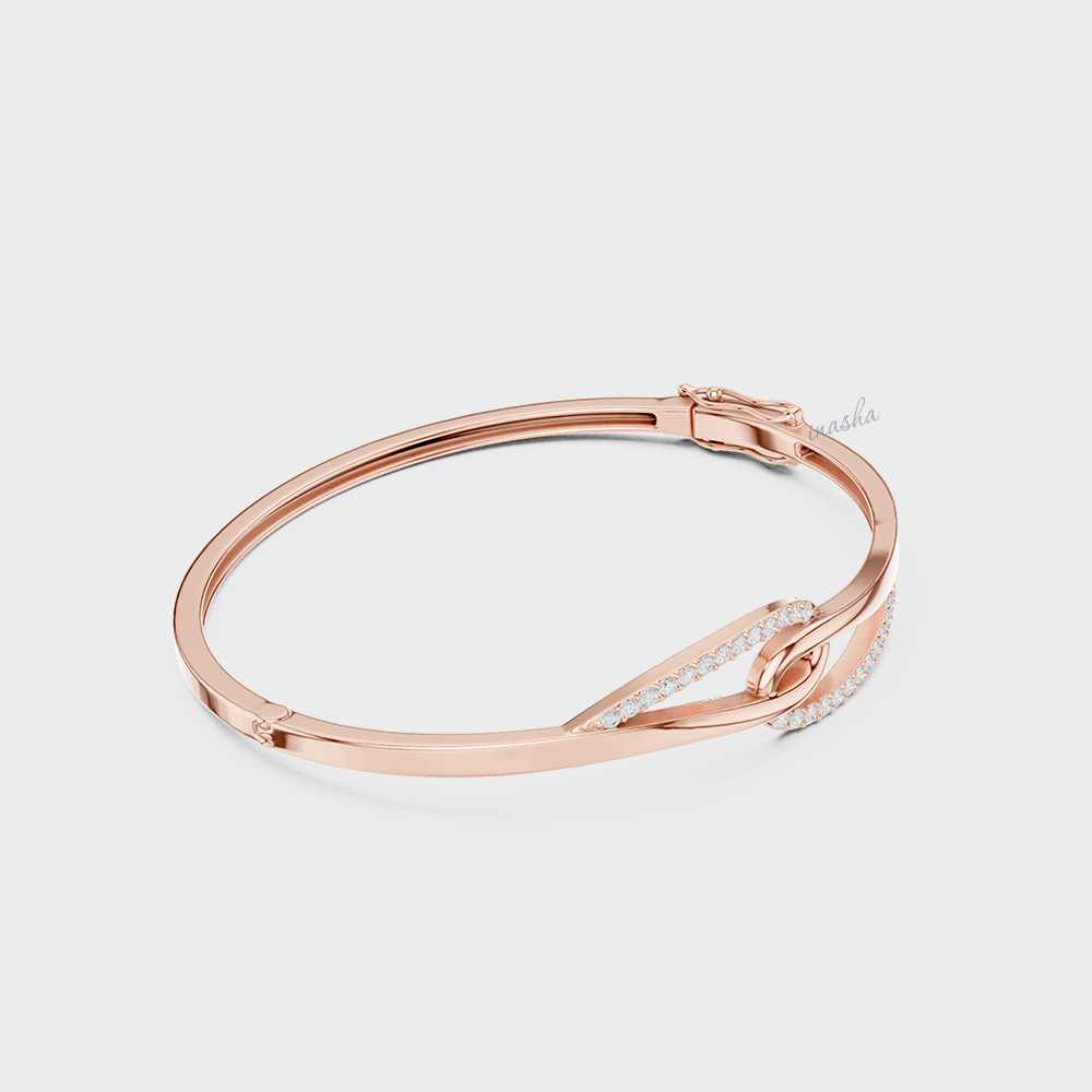 Round Cut Lab-Grown Diamond Kada Bracelet | 0.33 Ct | Certified | Hallmark Gold & Platinum