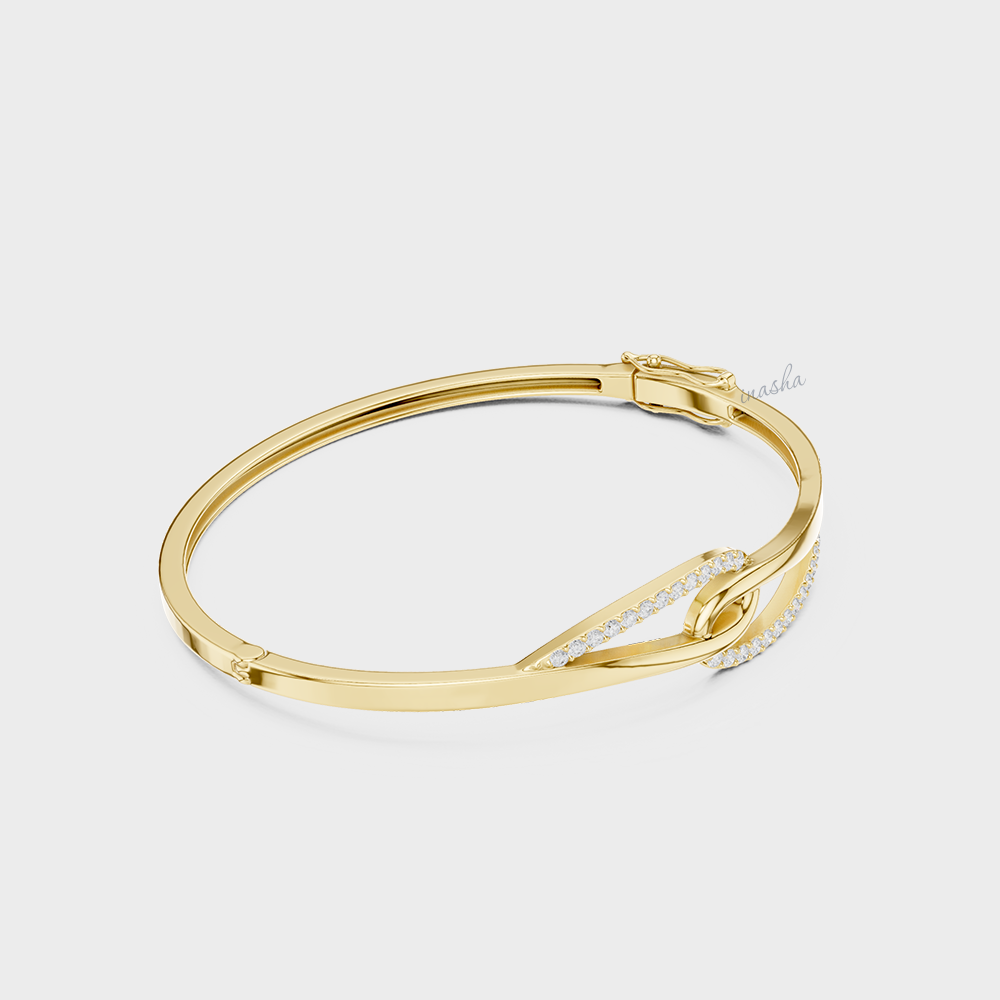 Round Cut Lab-Grown Diamond Kada Bracelet | 0.33 Ct | Certified | Hallmark Gold & Platinum
