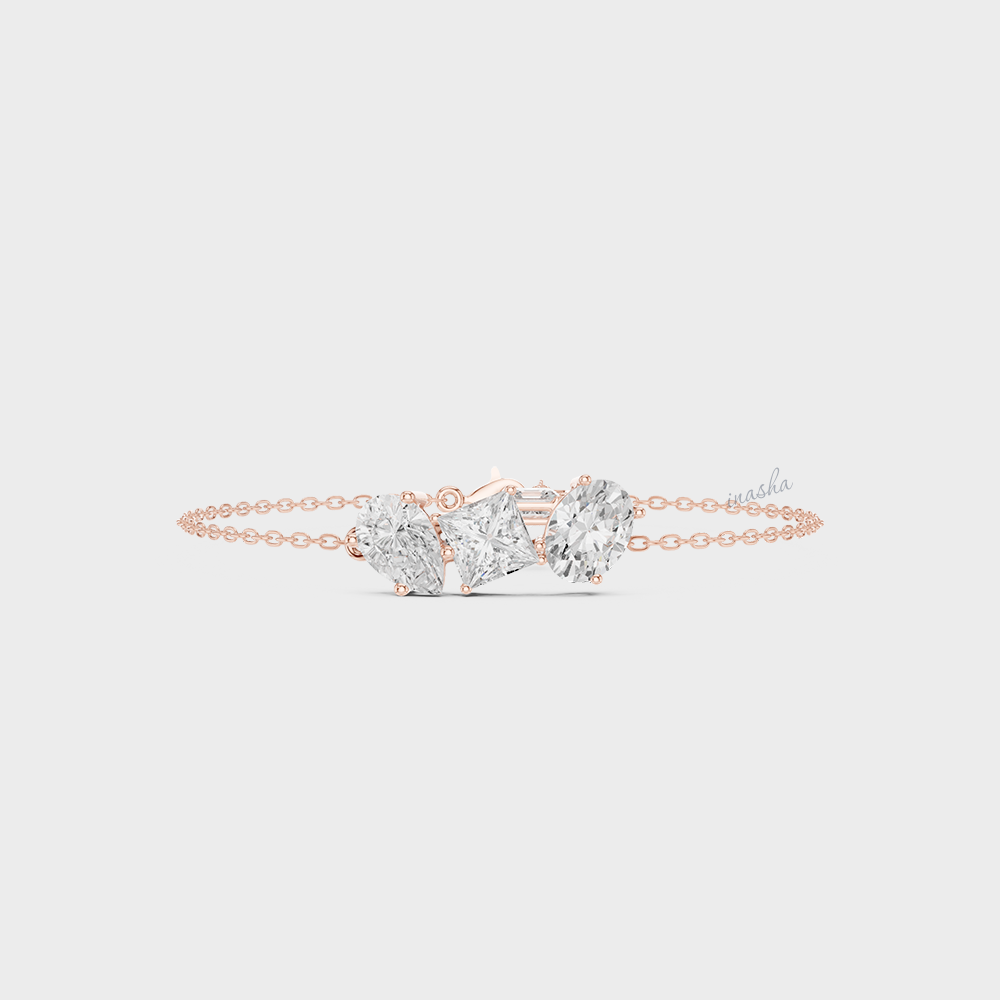 Multi-Shape Lab-Grown Diamond Bracelet | 3.61 Ct | Emerald, Oval, Pear & More | Hallmark Gold