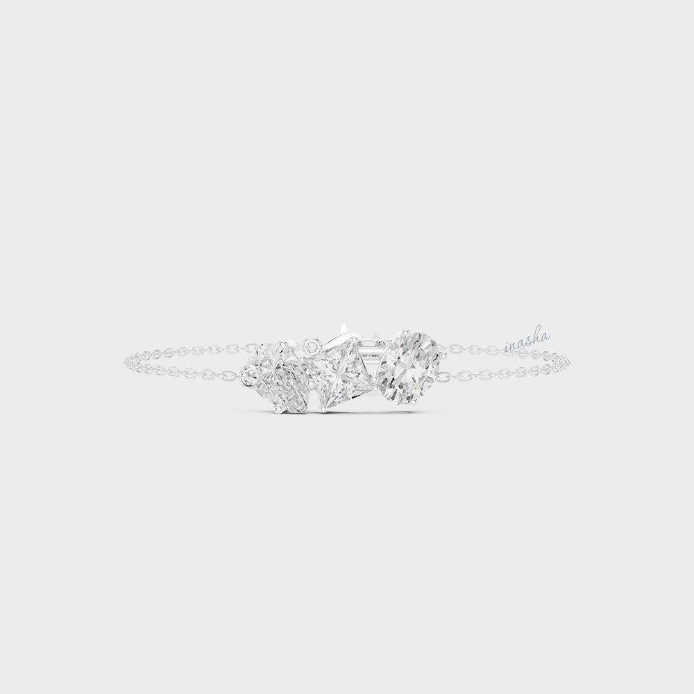 Multi-Shape Lab-Grown Diamond Bracelet | 3.61 Ct | Emerald, Oval, Pear & More | Hallmark Gold