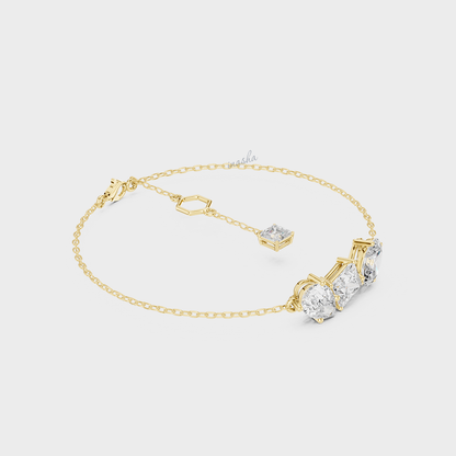Multi-Shape Lab-Grown Diamond Bracelet | 3.61 Ct | Emerald, Oval, Pear & More | Hallmark Gold