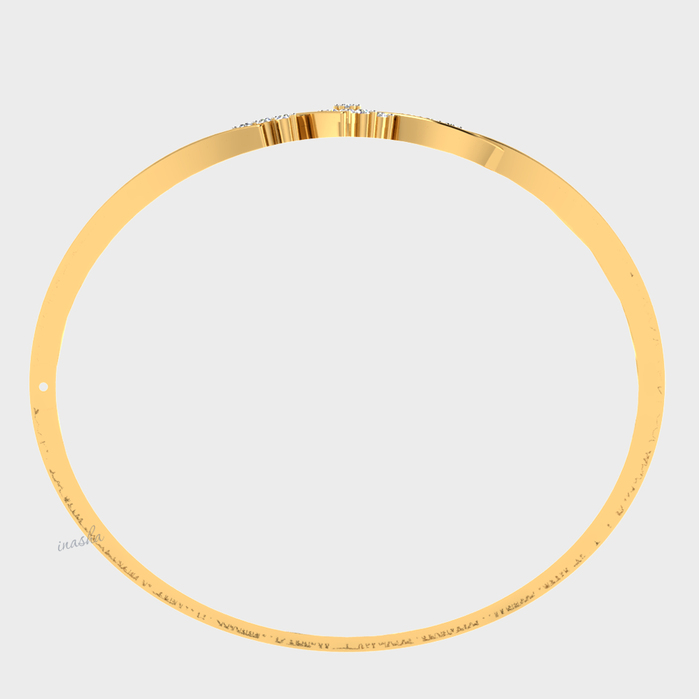 Round cut lab grown diamond bangle bracelet 9K 14K 18K yellow gold