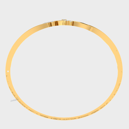 Round cut lab grown diamond bangle bracelet 9K 14K 18K yellow gold