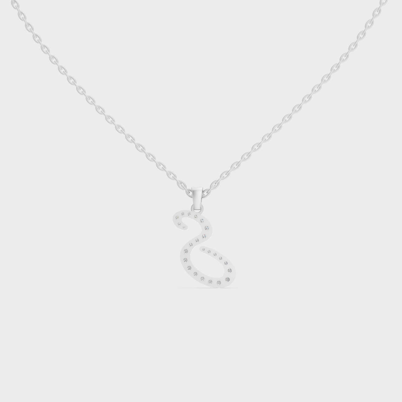 Hypoallergenic 950 Platinum "S" Alphabet Lab Grown Diamond Pendant with Matching Chain